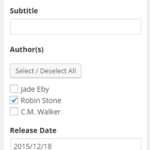 screenshot of book options for setting the author.